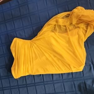 Yellow chiffon overlay strapless dress. Sz 4